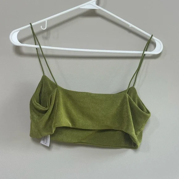 Cider Olive Green Crop Tank Top and High Waisted Ruched Maxi Skirt Set Medium(M) - Picture 4 of 8